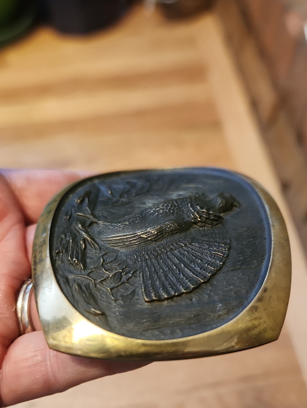 Vintage Bronze Belt Buckle Grouse 1978 Shallizar SL Knight Sculpture Hunter Gift - Picture 3 of 9